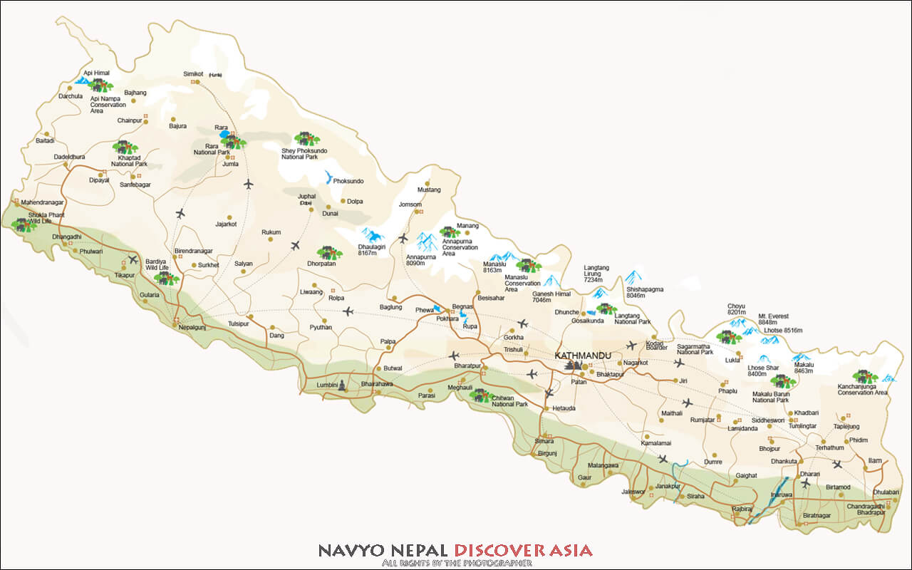 Navyo Nepal Discover Asia-La mappa del Nepal