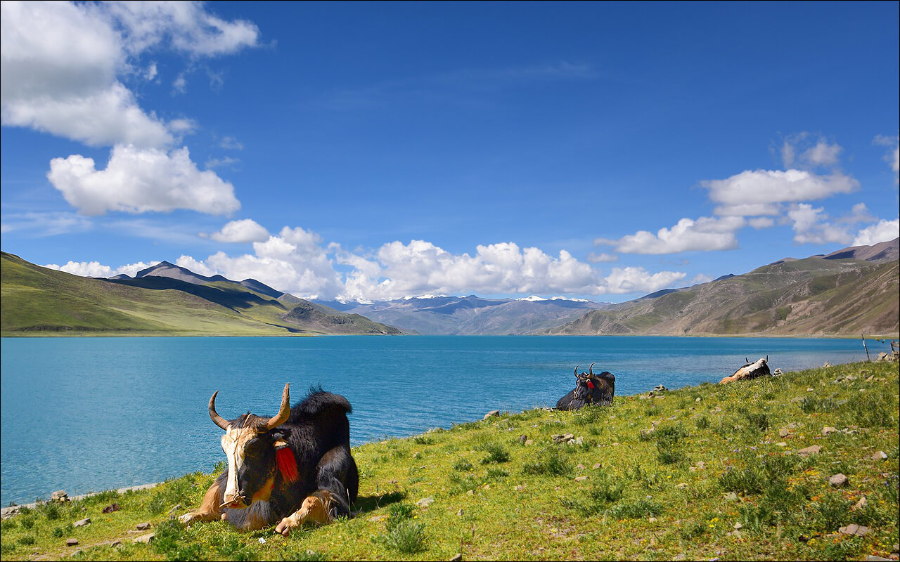 Il sacro lago di Yamdrok Tso sulla strada dell'amicizia che collegaa Lhasa con Kathmandu!